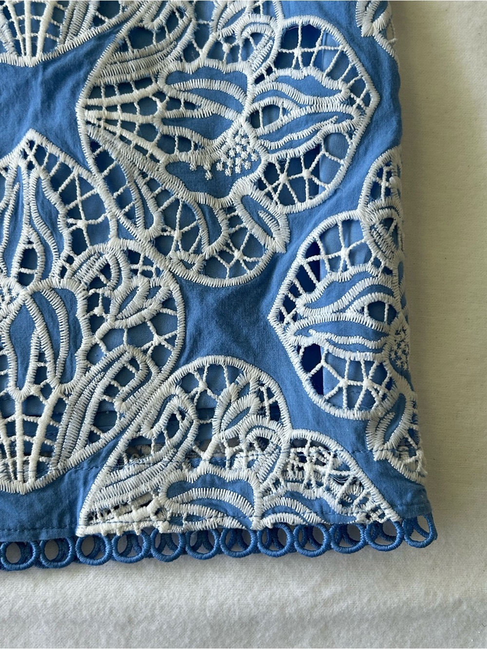 NWOT Boston Proper Size 8 Two Tone Lace Three Quarter Sleeve Blue & White Dress - Picture 13 of 14